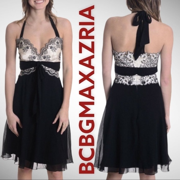 BCBGMAXAZRIA 100% Silk Chiffon Halter Party Dress Y2K Vintage, Size 0 - Picture 1 of 15
